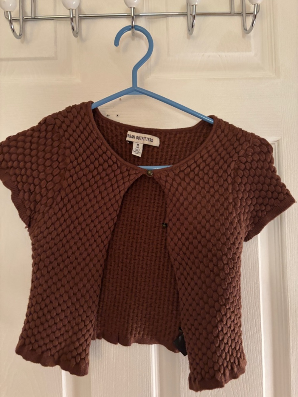 Urban Outfitters Brown Textured Knit Crop Cardigan